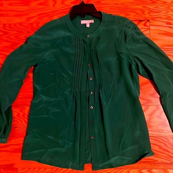 Banana Republic Green 100% Silk Shirt, Size M